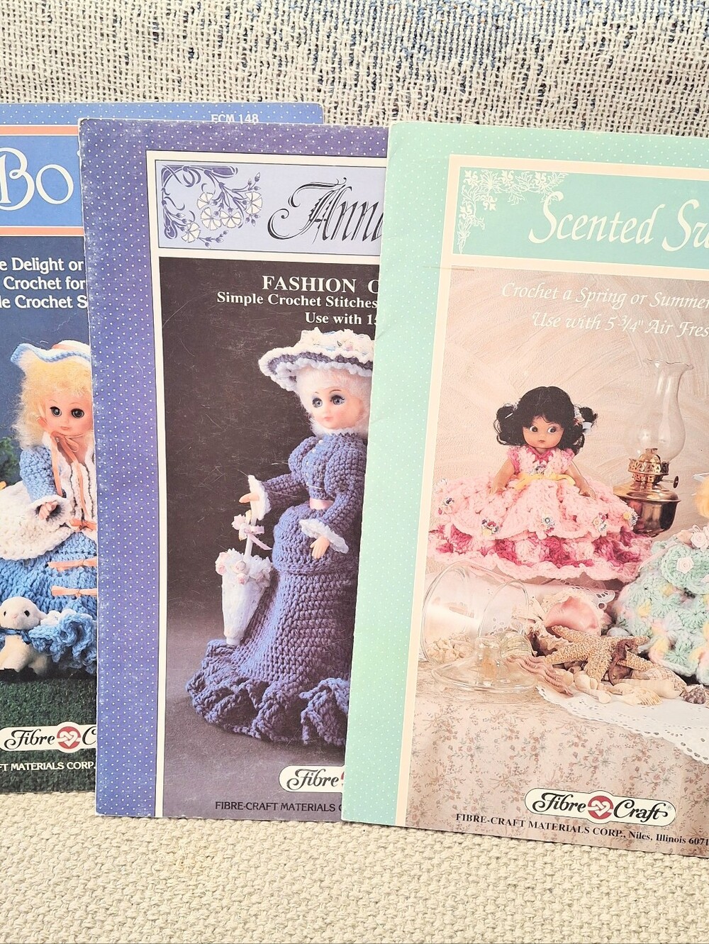 Vintage Fibre Craft Crochet Pattern Book Lot Annabelle Little Bo Peep Dolls